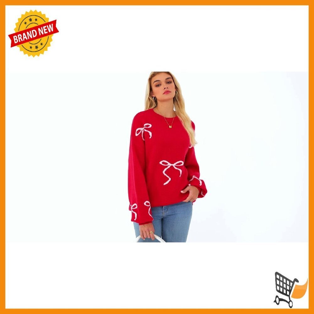 Chunky Knit Oversized Sweater Long Sleeve Crewneck Pullover Women's - Picture 7 of 7